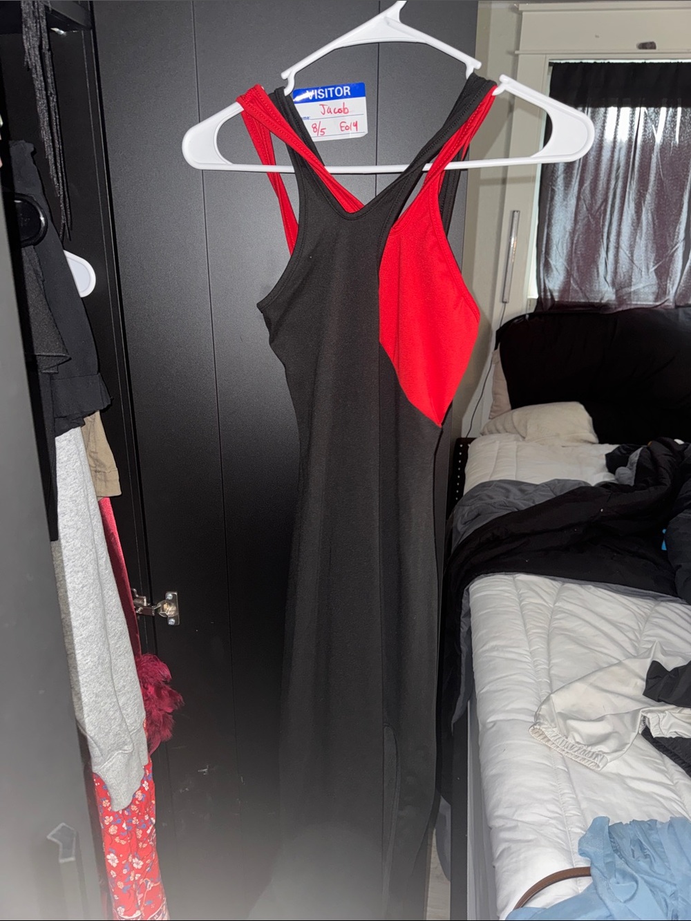 Women's Black & Red Sleeveless Bodycon Dress